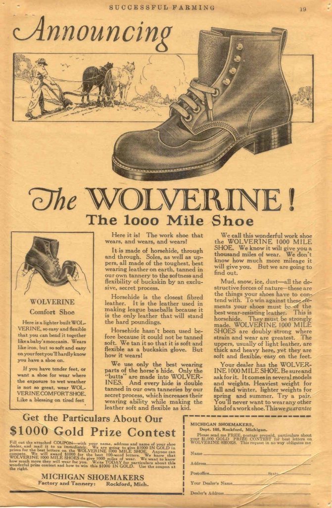 Anúncio antigo Bota Wolverine